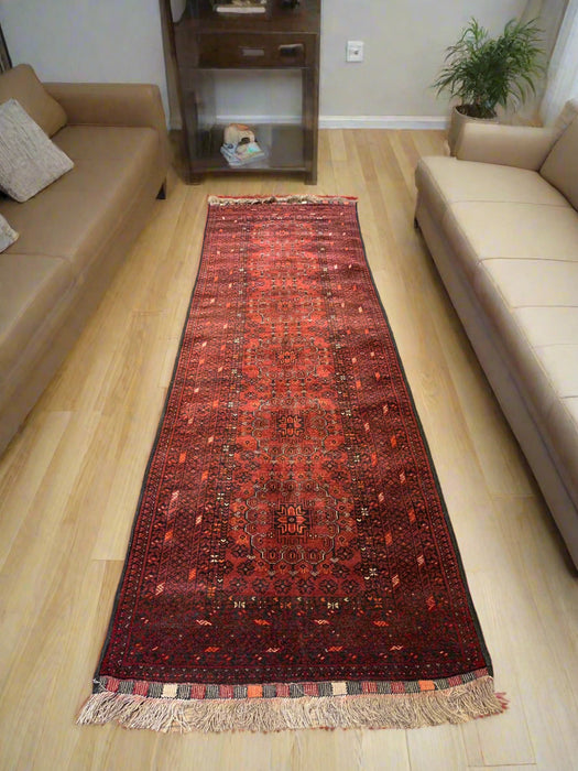 Terkaman Tribal Afghan Oriental Rug, size 3" x 9' 7"  (C)