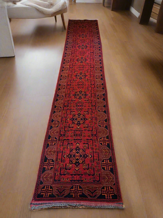 Terkaman Tribal Afghan Oriental Rug, size 2' 5" x 15' 8"  (C)