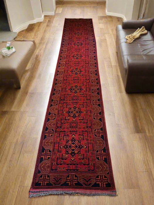 Terkaman Tribal Afghan Oriental Rug, size 2' 5" x 15' 8"  (C)