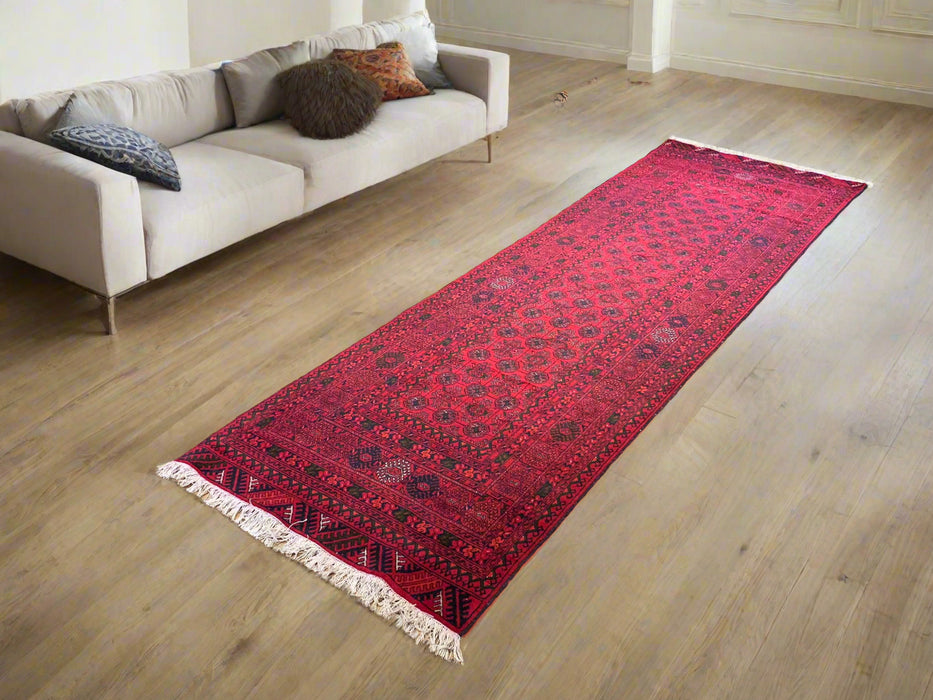 Terkaman Tribal Afghan Oriental Rug, size 2' 10" x 9' 3" (C)