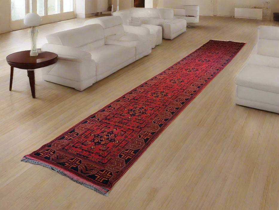 Terkaman Tribal Afghan Oriental Rug, size 2' 5" x 15' 8"  (C)