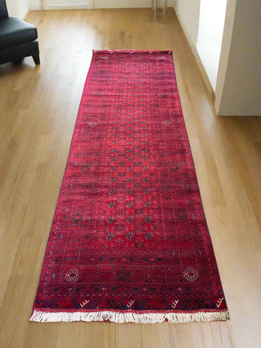 Terkaman Tribal Afghan Oriental Rug, size 2' 10" x 9' 3" (C)