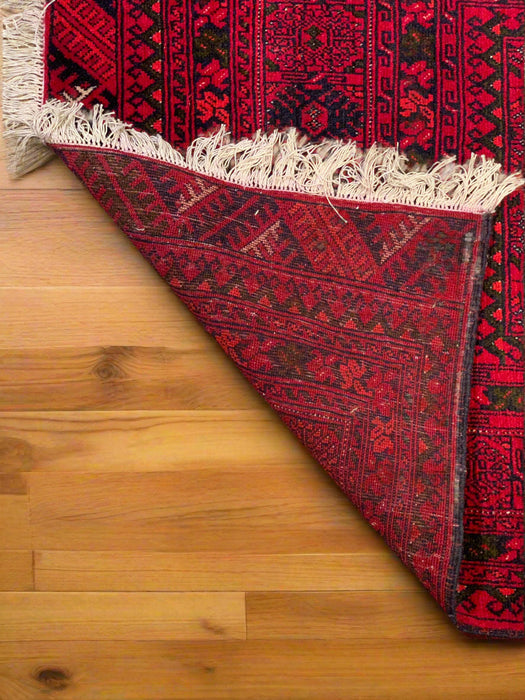 Terkaman Tribal Afghan Oriental Rug, size 2' 10" x 9' 3" (C)