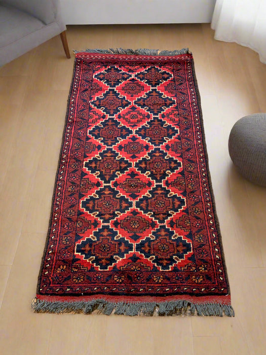 Terkaman Tribal Afghan Oriental Rug, size 1' 10" x 4' 8"  (C)