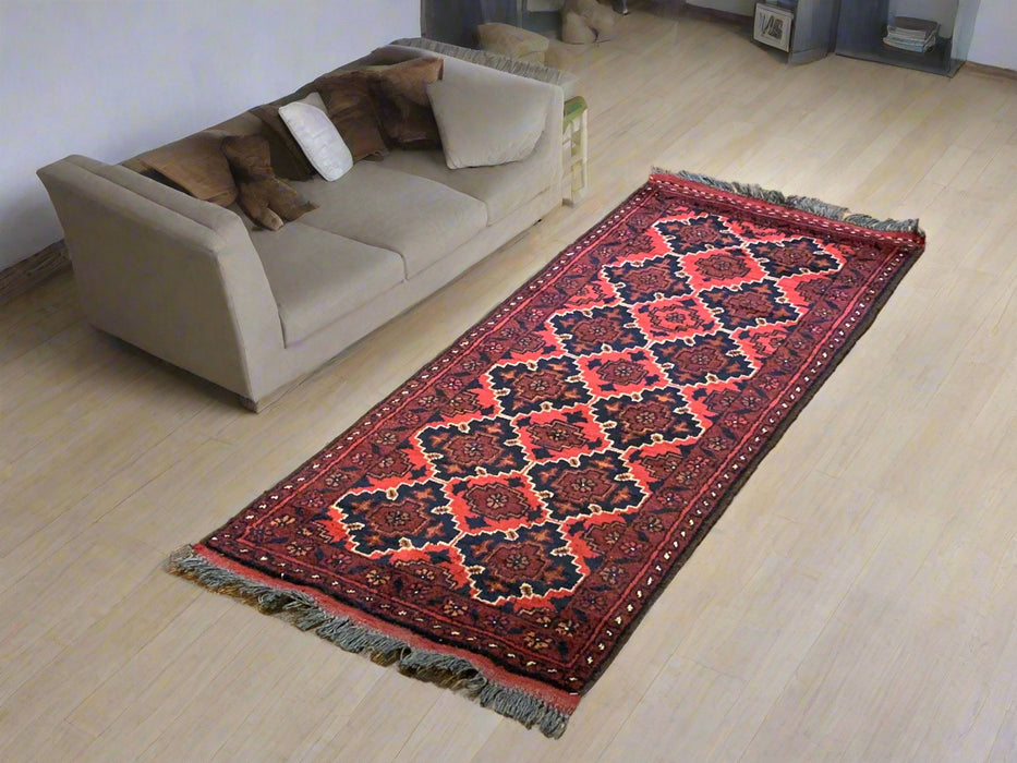 Terkaman Tribal Afghan Oriental Rug, size 1' 10" x 4' 8"  (C)