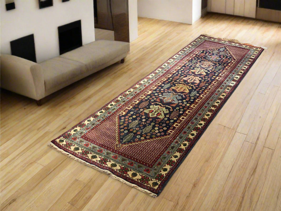 Timeless Beauty, Woven by Hand. Antique Persian Hamadan Rug, size 2' 10" x 9' 7"