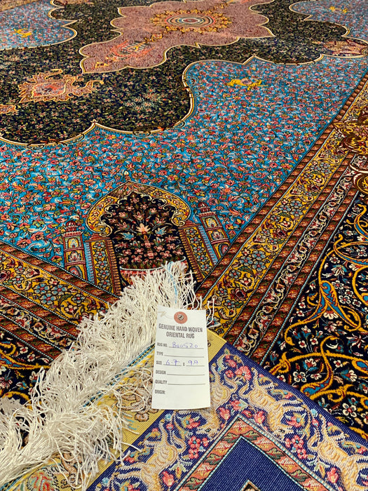 Exquisite 100% Silk Persian Design Rug – Elegant and Luxurious, size  6' 7" x 9' 9"