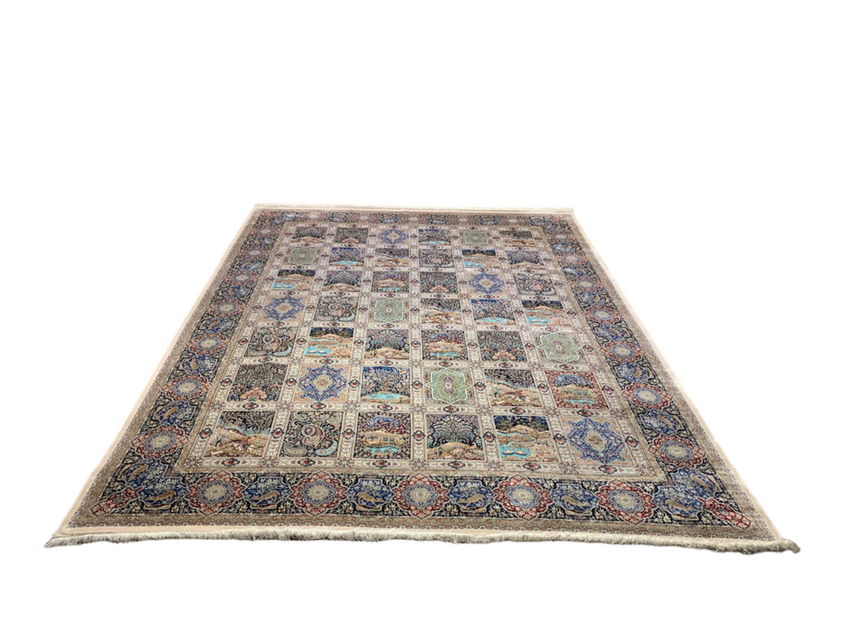 Exquisite 100% Silk Persian Design Rug – Elegant and Luxurious, size  9' 9" x 12' 10"