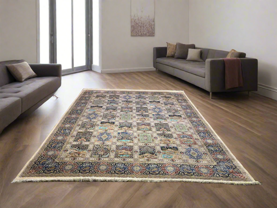 Exquisite 100% Silk Persian Design Rug – Elegant and Luxurious, size  9' 9" x 12' 10"