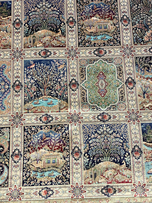 Exquisite 100% Silk Persian Design Rug – Elegant and Luxurious, size  9' 9" x 12' 10"