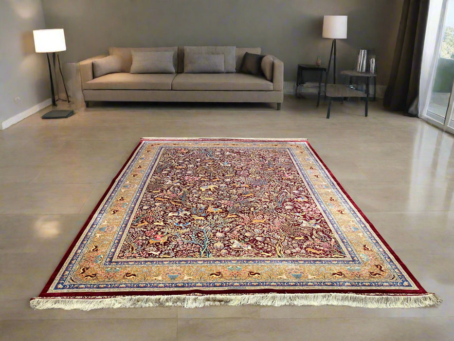 Exquisite 100% Silk Persian Design Rug – Elegant and Luxurious, size  8' 3" x 11'