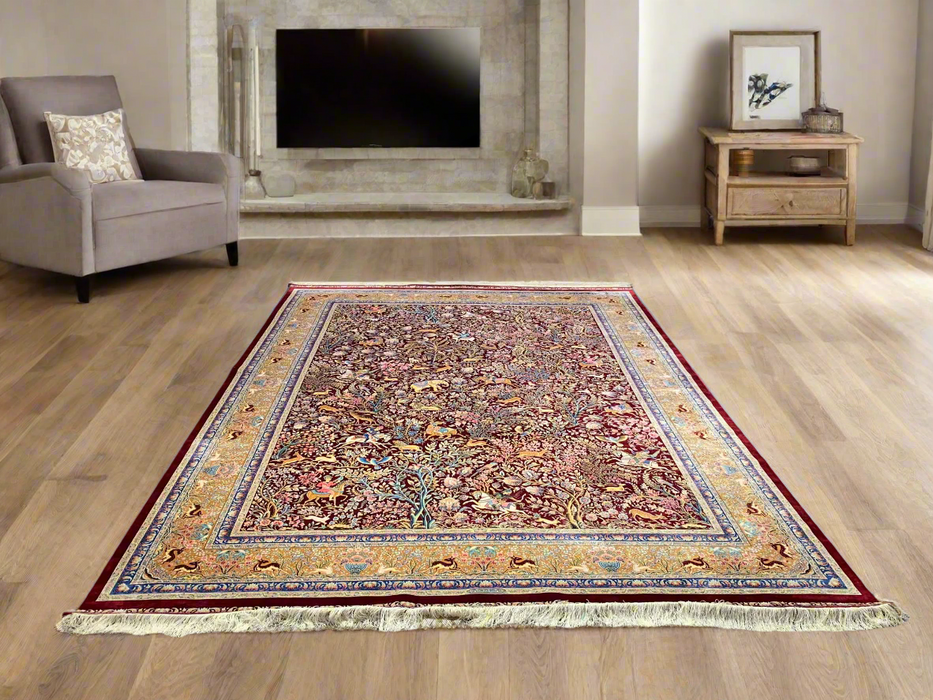 Exquisite 100% Silk Persian Design Rug – Elegant and Luxurious, size  8' 3" x 11'