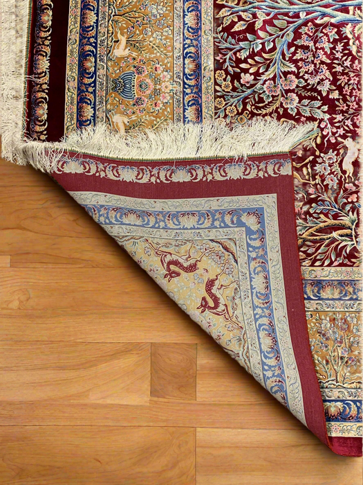 Exquisite 100% Silk Persian Design Rug – Elegant and Luxurious, size  8' 3" x 11'