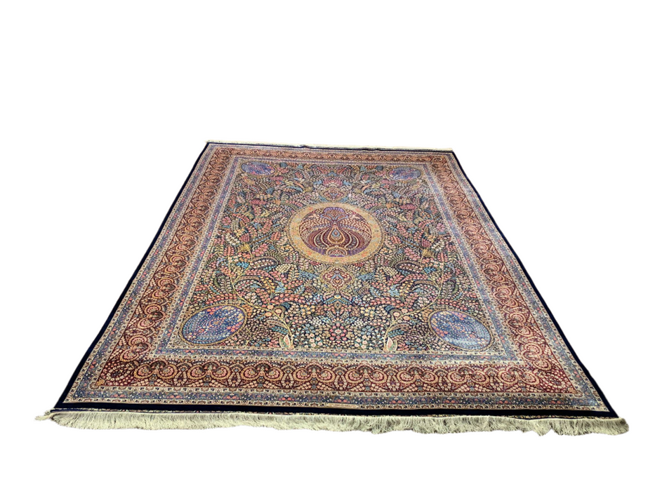 Exquisite 100% Silk Persian Design Rug – Elegant and Luxurious, size 9' 7" x 13'