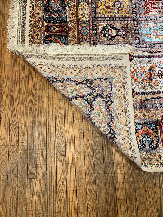 Exquisite 100% Silk Persian Design Rug – Elegant and Luxurious, size 8' 3" x 11' 2"