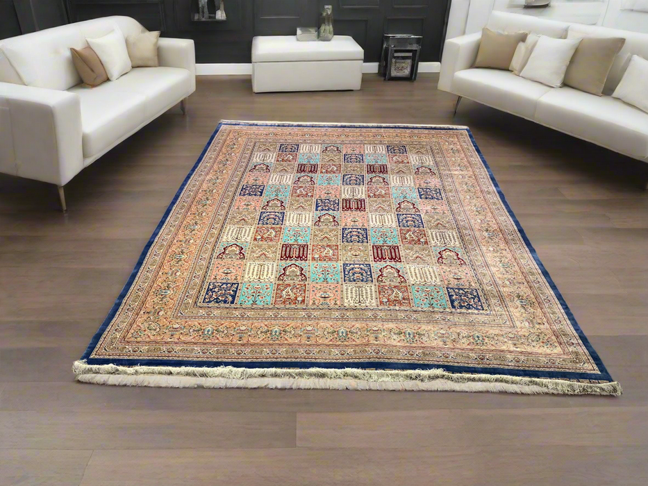 Exquisite 100% Silk Persian Design Rug – Elegant and Luxurious, size 9' 9" x 12' 9"