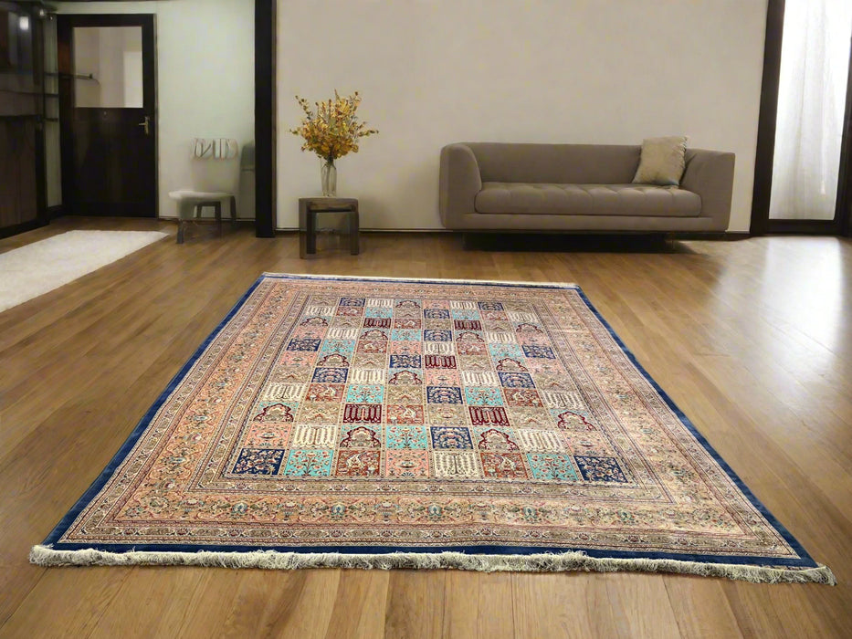 Exquisite 100% Silk Persian Design Rug – Elegant and Luxurious, size 9' 9" x 12' 9"