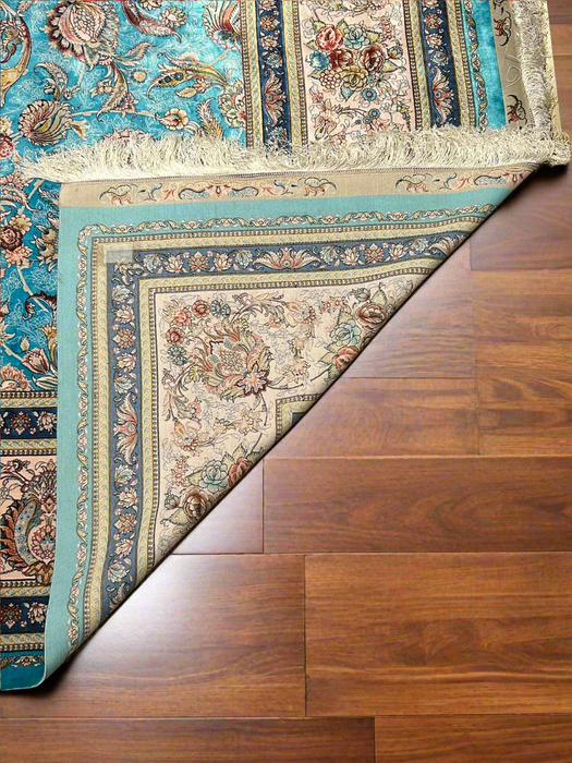 Exquisite 100% Silk Persian Design Rug – Elegant and Luxurious, size 8" x 11' 6"  (H)