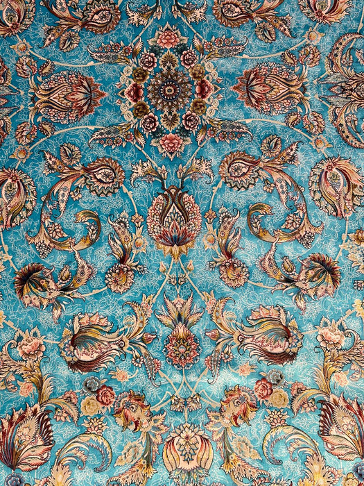 Exquisite 100% Silk Persian Design Rug – Elegant and Luxurious, size 8" x 11' 6"  (H)