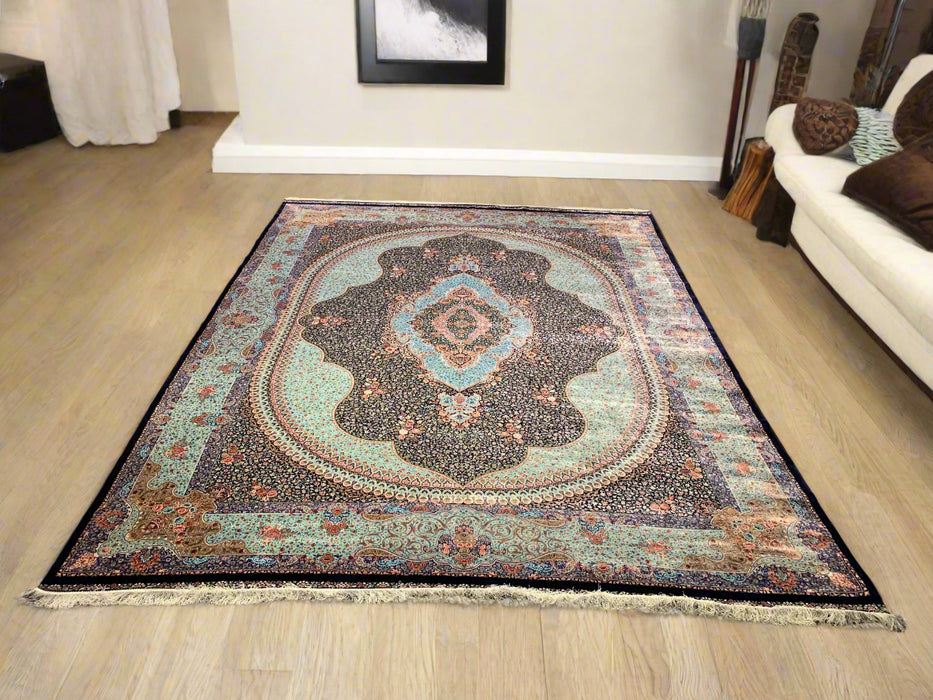 Exquisite 100% Silk Persian Design Rug – Elegant and Luxurious, size  9' 9" x 12' 10"