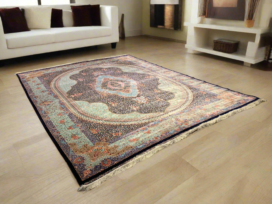 Exquisite 100% Silk Persian Design Rug – Elegant and Luxurious, size  9' 9" x 12' 10"