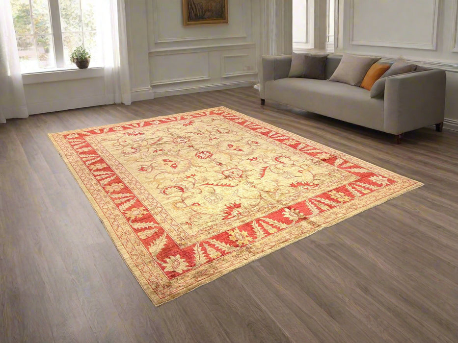 Hand-Knotted Sultanabad Vegetable-Dyed Wool Rug, 9" x 12"  (K)