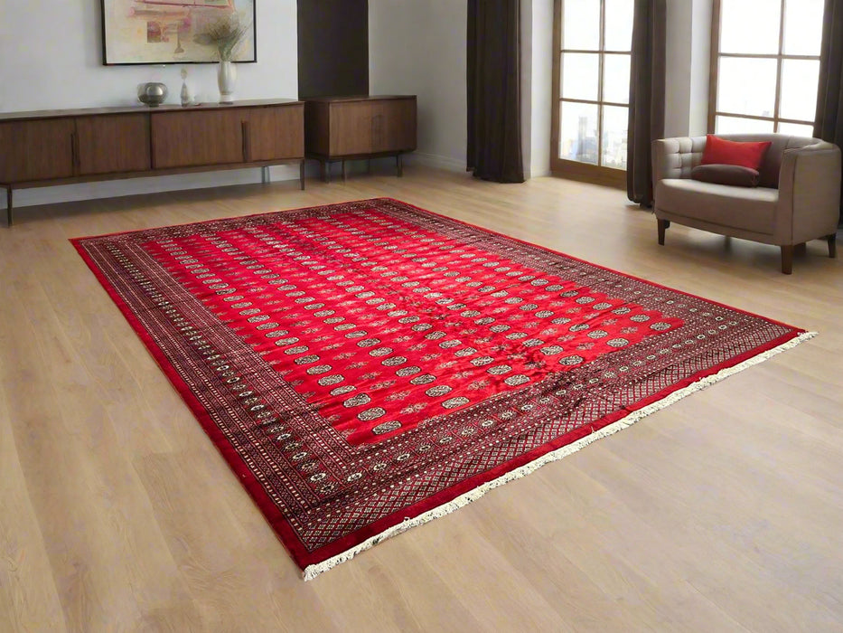 Hand-Knotted Pakistani Bokhara Rug – 100% Wool, size 12" x 16"  (M)