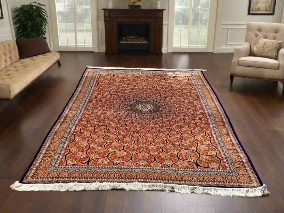 Exquisite 100% Silk Persian Design Rug – Elegant and Luxurious, size  7' x 10'