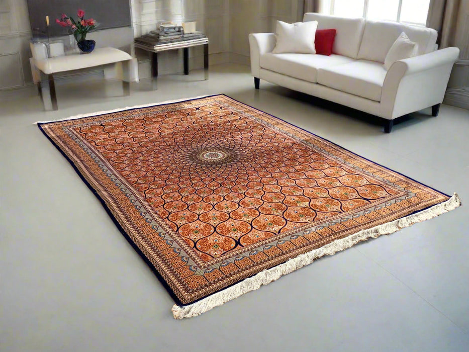 Exquisite 100% Silk Persian Design Rug – Elegant and Luxurious, size  7' x 10'