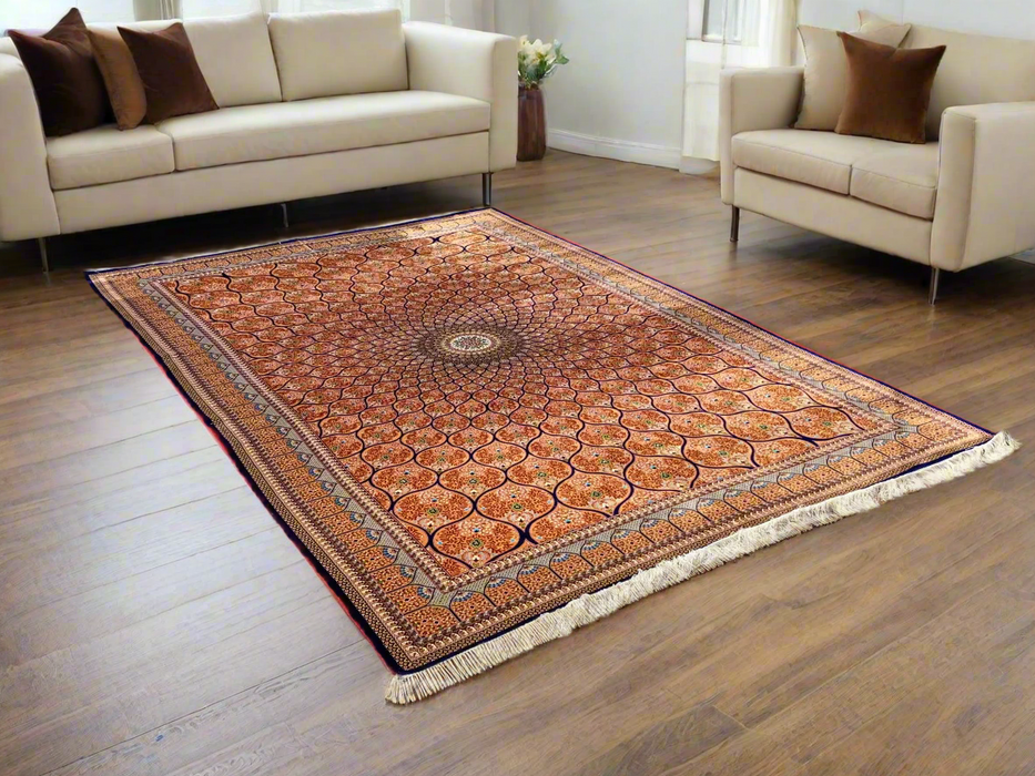 Exquisite 100% Silk Persian Design Rug – Elegant and Luxurious, size  7' x 10'