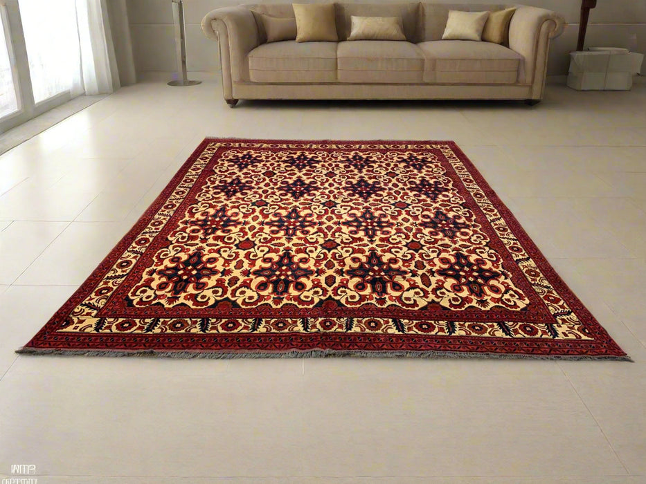 Terkaman Tribal Afghan Oriental Rug, size 9' 6" x 12' 5"  (C)