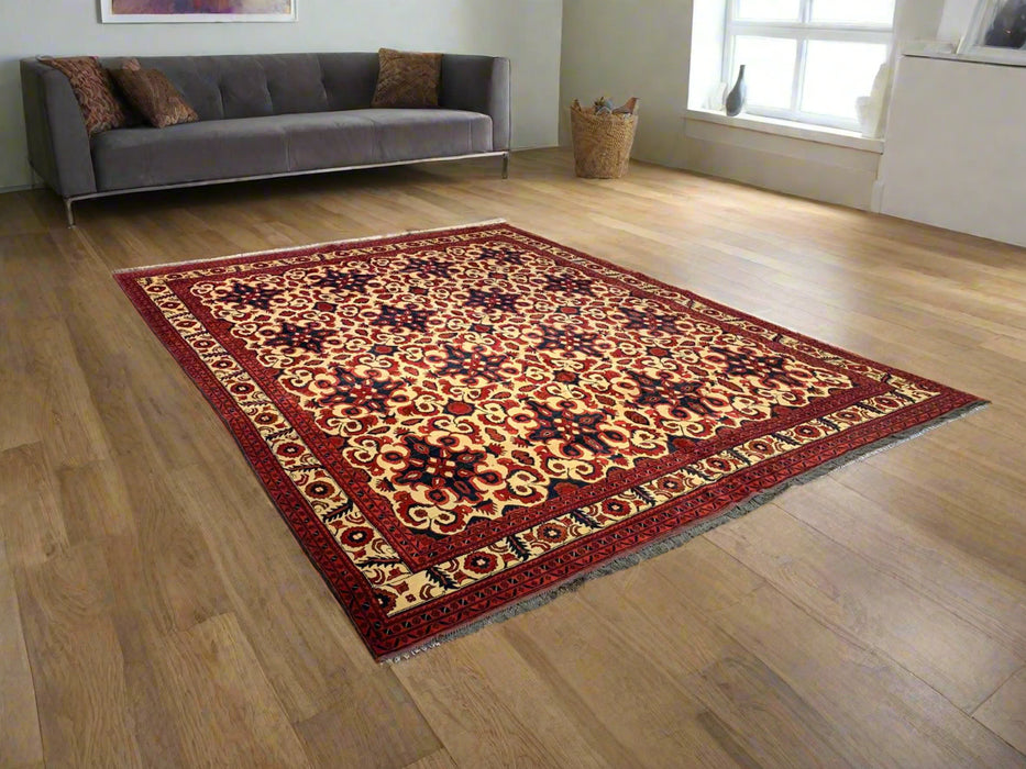 Terkaman Tribal Afghan Oriental Rug, size 9' 6" x 12' 5"  (C)