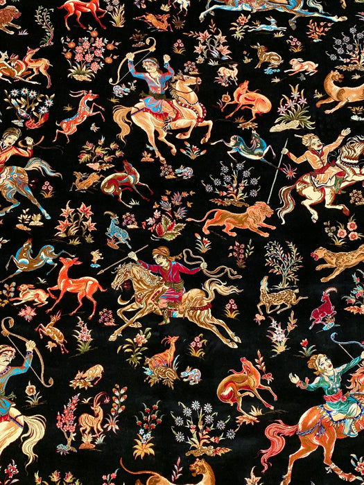 Exquisite 100% Silk Persian Design Rug – Elegant and Luxurious, size  6' 7" x 9' 10"