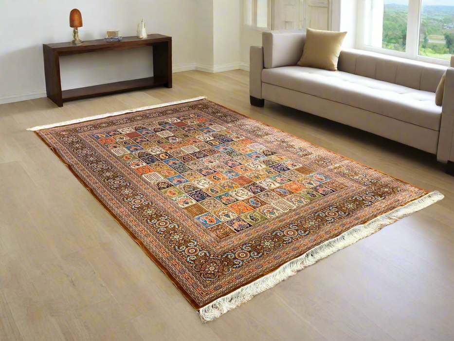 Exquisite 100% Silk Persian Design Rug – Elegant and Luxurious, size  7' x 10'