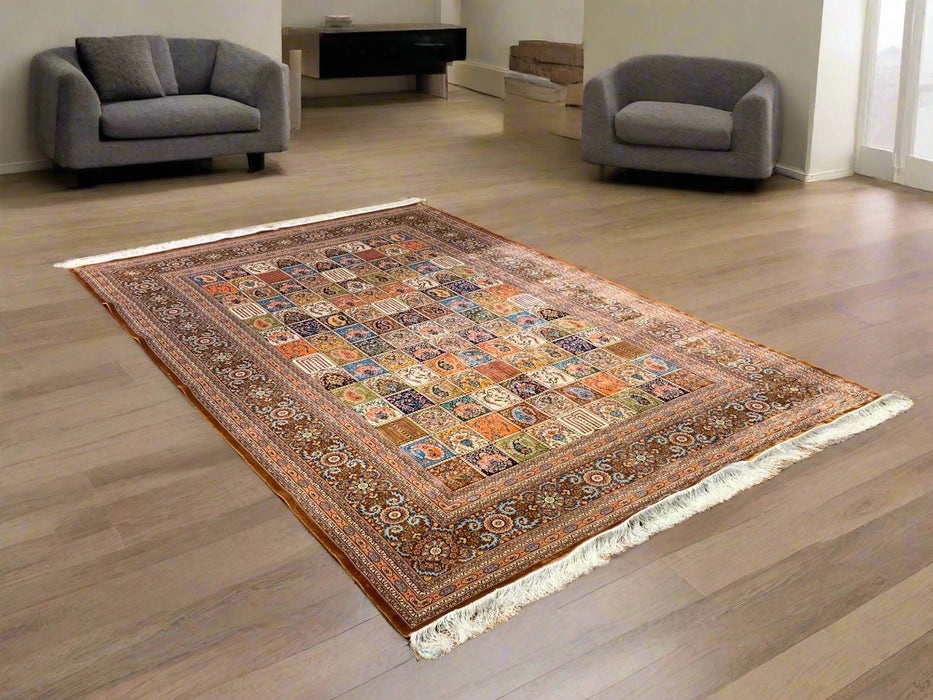 Exquisite 100% Silk Persian Design Rug – Elegant and Luxurious, size  7' x 10'