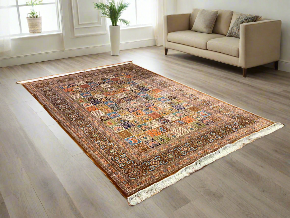 Exquisite 100% Silk Persian Design Rug – Elegant and Luxurious, size  7' x 10'