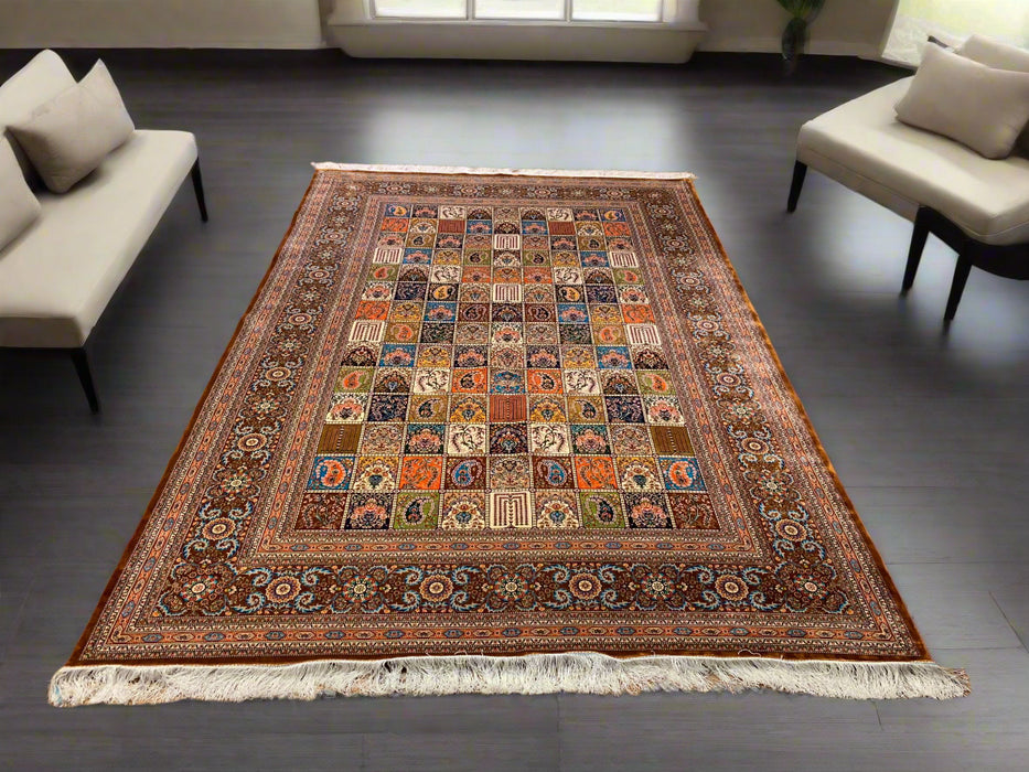 Exquisite 100% Silk Persian Design Rug – Elegant and Luxurious, size  7' x 10'