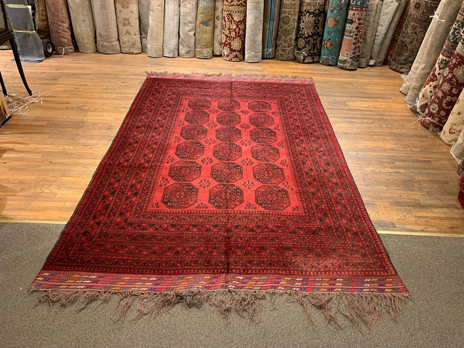 Terkaman Tribal Afghan Oriental Rug, size 3" 9" x 12"  (C) Filpa