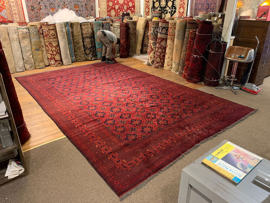 Terkaman Tribal Afghan Oriental Rug, size 3" 10" x 15' 6"  (C)