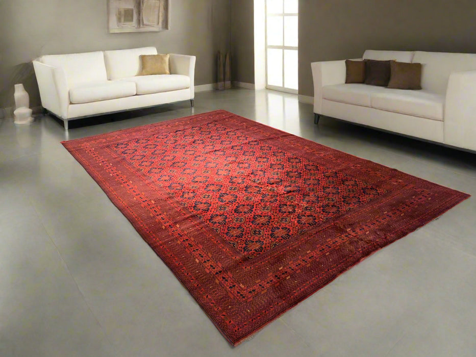 Terkaman Tribal Afghan Oriental Rug, size 3" 10" x 15' 6"  (C)