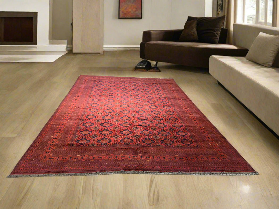 Terkaman Tribal Afghan Oriental Rug, size 3" 10" x 15' 6"  (C)