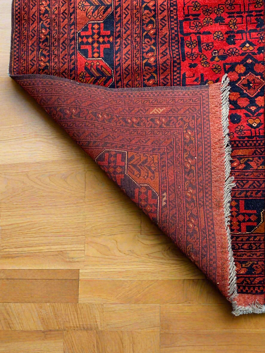 Terkaman Tribal Afghan Oriental Rug, size 9' 11" x 13"  (C)