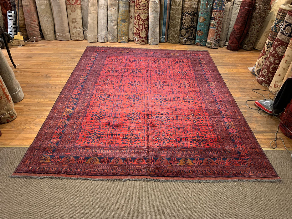Terkaman Tribal Afghan Oriental Rug, size 9' 11" x 13"  (C)