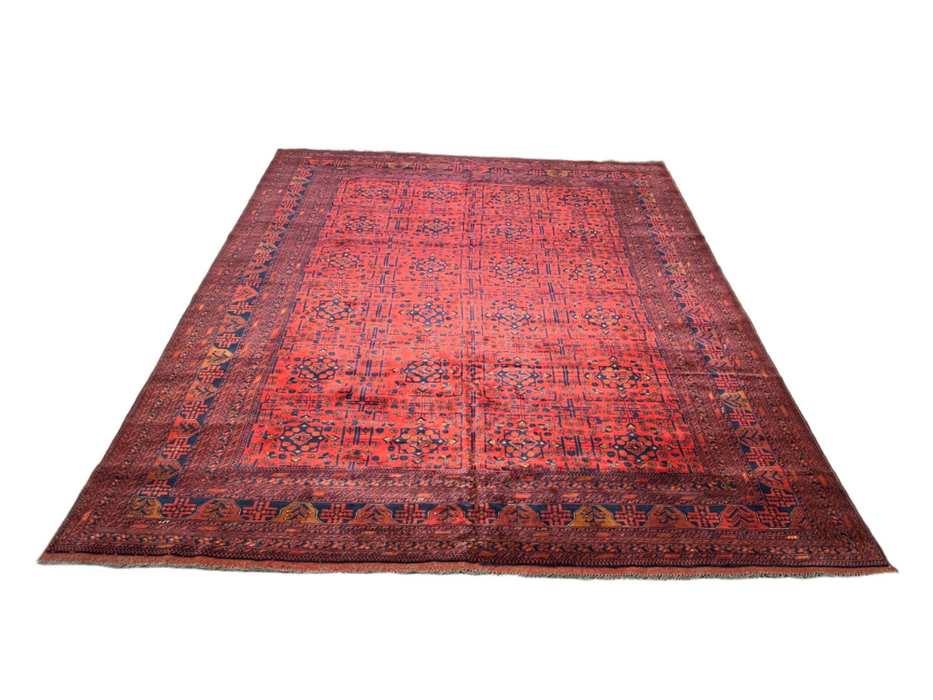 Terkaman Tribal Afghan Oriental Rug, size 9' 11" x 13"  (C)