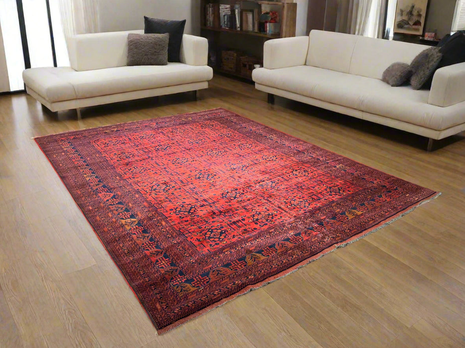 Terkaman Tribal Afghan Oriental Rug, size 9' 11" x 13"  (C)