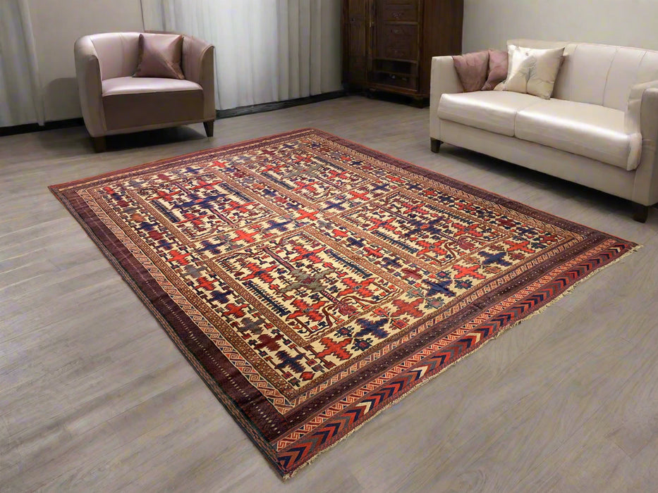 Terkaman Tribal Afghan Oriental Rug, size 9' 7" x 12' 6"  (C)