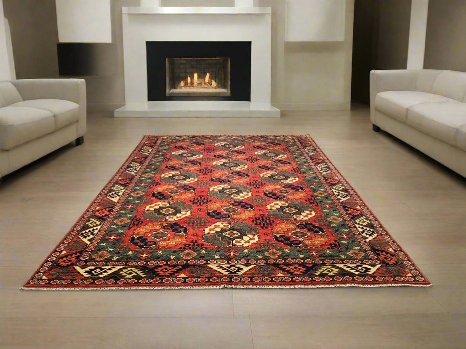 Terkaman Tribal Afghan Oriental Rug, size 8' 8" x 12' 4"  (C)