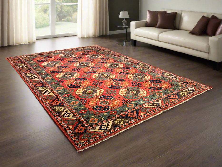 Terkaman Tribal Afghan Oriental Rug, size 8' 8" x 12' 4"  (C)