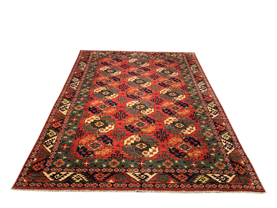 Terkaman Tribal Afghan Oriental Rug, size 8' 8" x 12' 4"  (C)