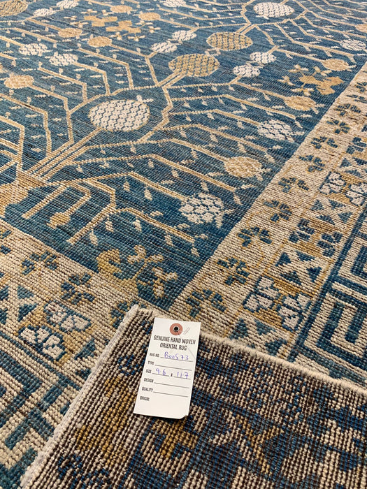 Khotan Pomegranate design Oriental Rug, size 9' 6"  11' 7"  (D)